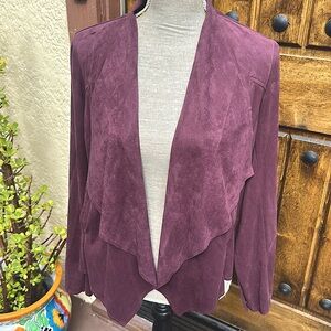 Wine Faux Suede Jacket, M